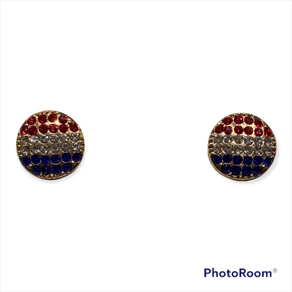 NWT•Betsey Johnson Red/Wht/BL Button Post earrings - Picture 4 of 5